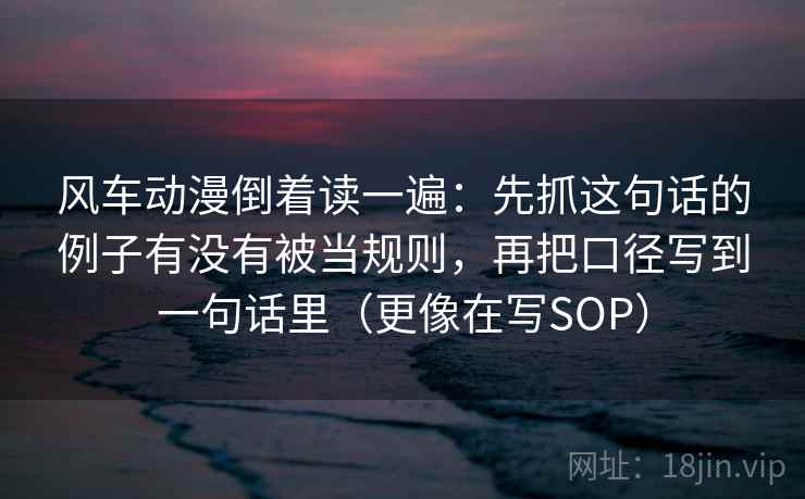 风车动漫倒着读一遍：先抓这句话的例子有没有被当规则，再把口径写到一句话里（更像在写SOP）